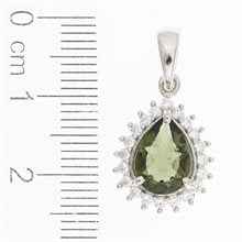 Ciondolo in argento con moldavite e zirconi P05