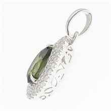 Silver pendant with moldavite and cubic zirconia P06
