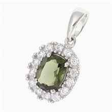 Ciondolo in argento con moldavite e zirconi P08