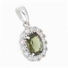 Ciondolo in argento con moldavite e zirconi P08