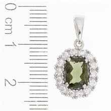 Ciondolo in argento con moldavite e zirconi P08