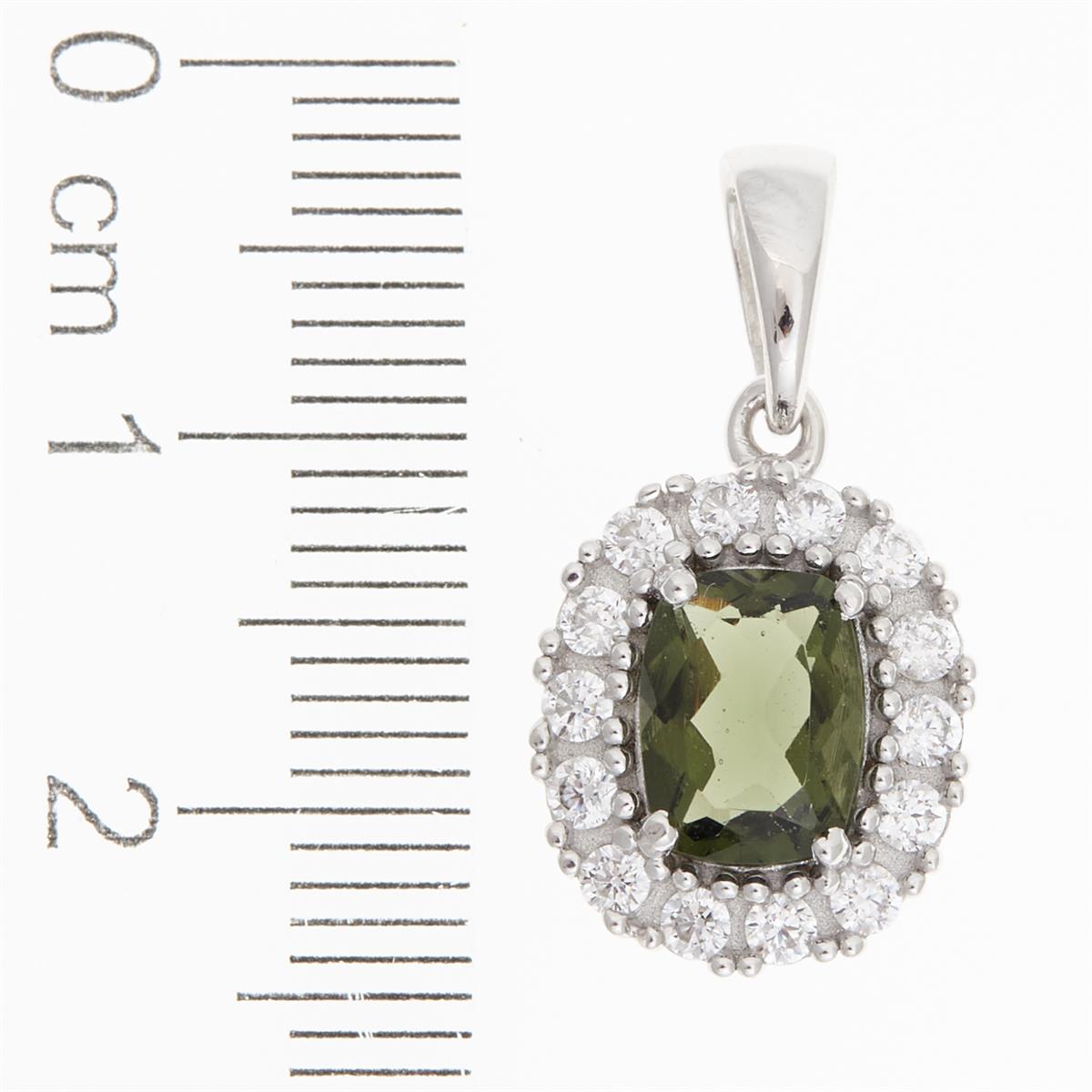Silver pendant with moldavite and cubic zirconia P08