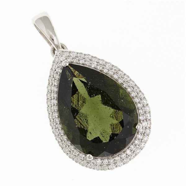 Silver pendant with moldavite and cubic zirconia 6