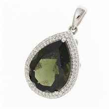 Silver pendant with moldavite and cubic zirconia 6