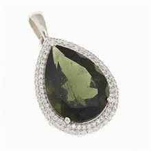 Silver pendant with moldavite and cubic zirconia 6