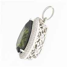 Silver pendant with moldavite and cubic zirconia 6