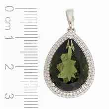 Silver pendant with moldavite and cubic zirconia 6