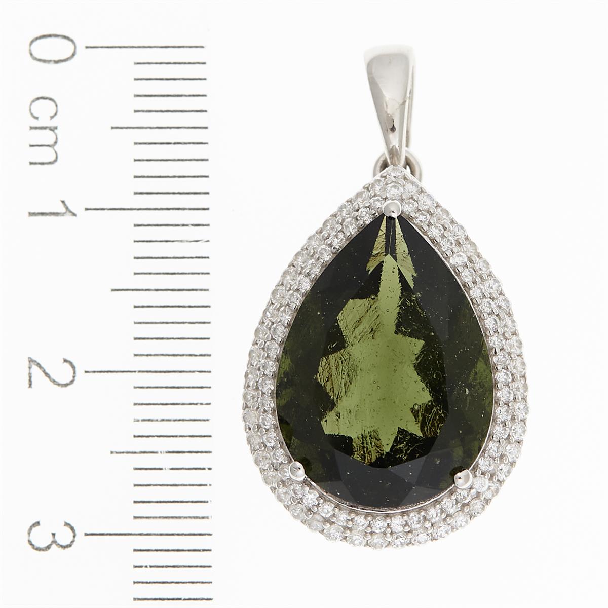 Silver pendant with moldavite and cubic zirconia 6