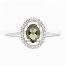Anello in argento con moldavite e zirconi R01