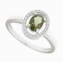 Anello in argento con moldavite e zirconi R01