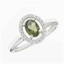 Anello in argento con moldavite e zirconi R01