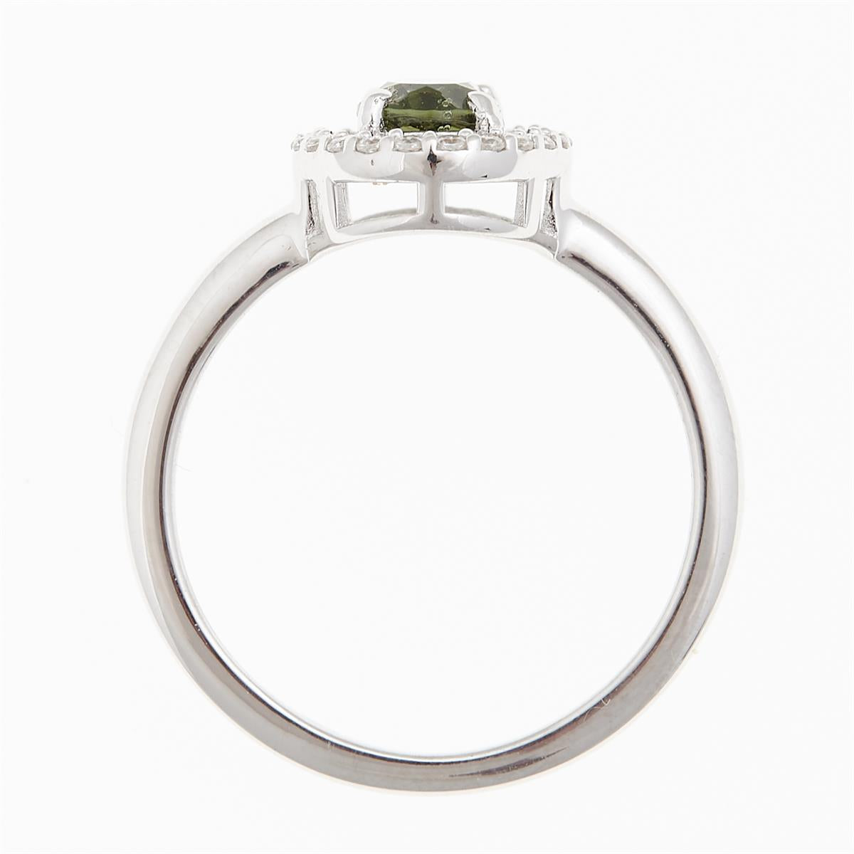 Silver ring with moldavite and zirconia R01