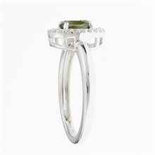 Anello in argento con moldavite e zirconi R01