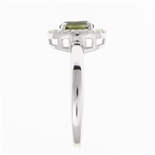 Silver ring with moldavite and zirconia R01