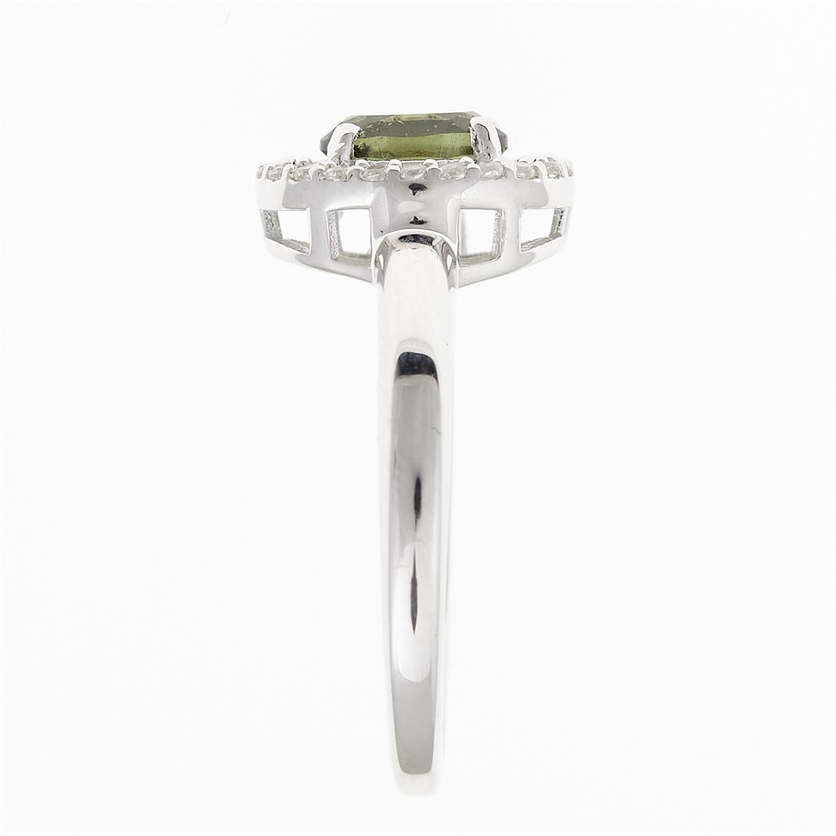 Silver ring with moldavite and zirconia R01