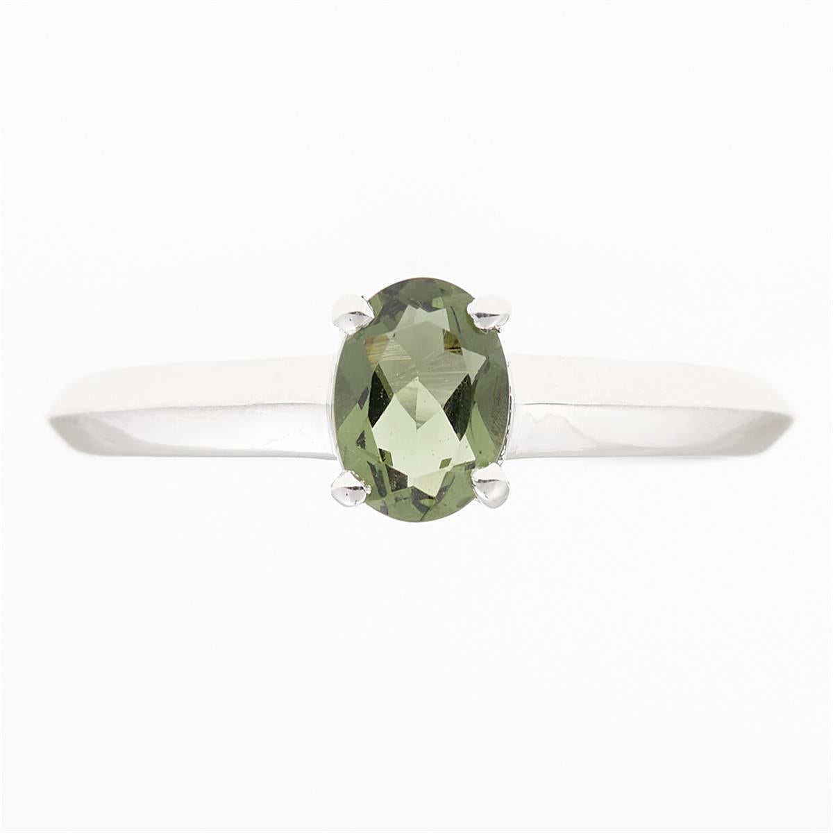 Silver ring with moldavite R02