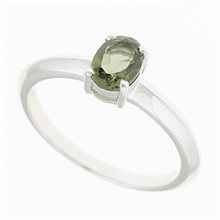 Silver ring with moldavite R02