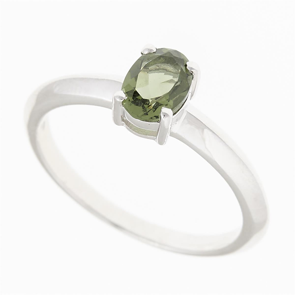 Silver ring with moldavite R02