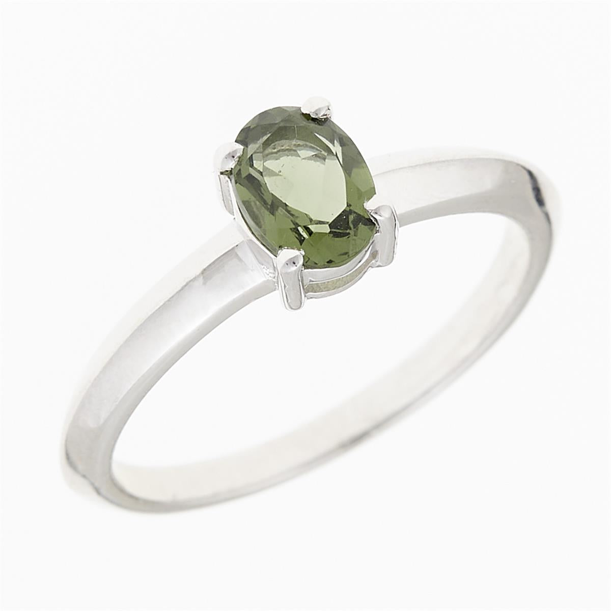 Silver ring with moldavite R02