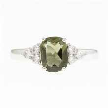 Anello in argento con moldavite e zirconi R029