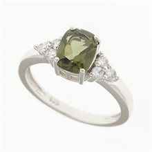 Anello in argento con moldavite e zirconi R029