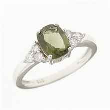 Anello in argento con moldavite e zirconi R029