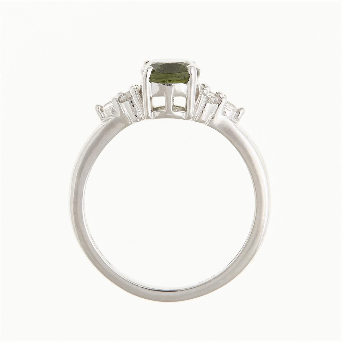 Silver ring with moldavite and zirconia R029