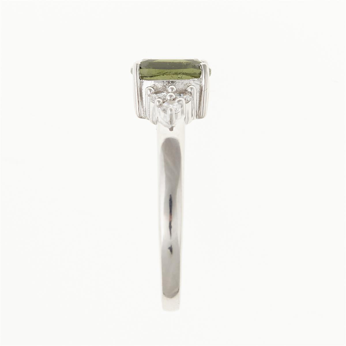 Silver ring with moldavite and zirconia R029