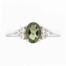 Anello in argento con moldavite e zirconi R03