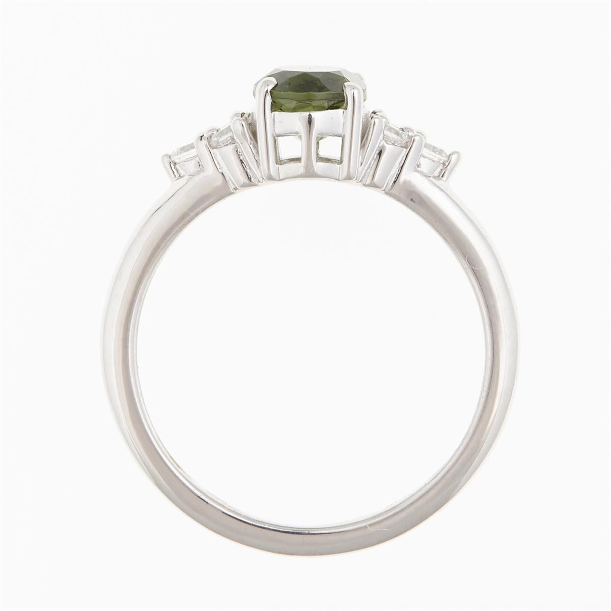 Silver ring with moldavite and zirconia R03
