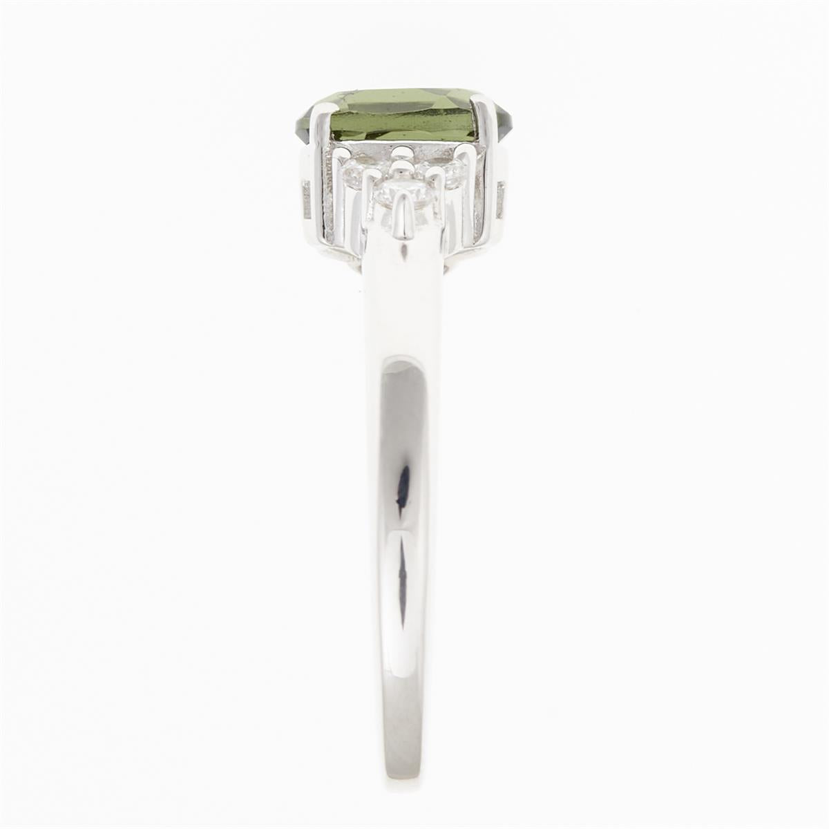 Silver ring with moldavite and zirconia R03