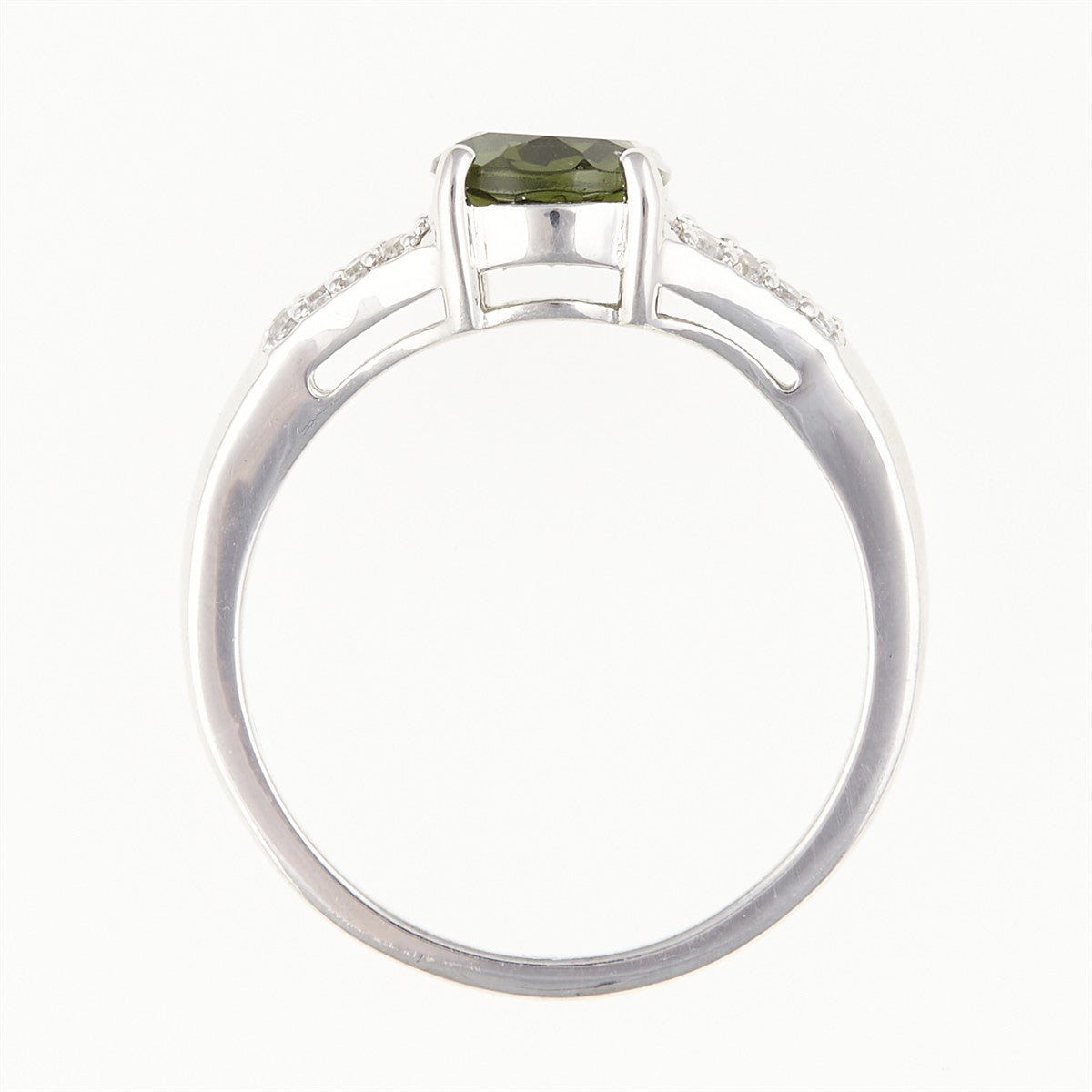 Silver ring with moldavite and zirconia 04