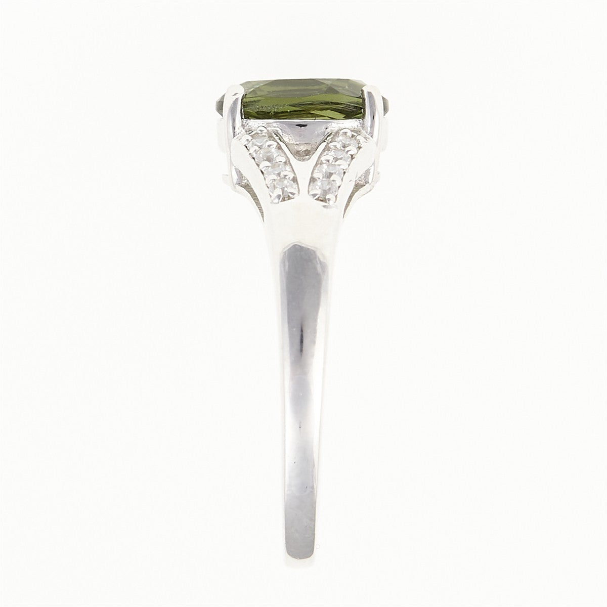 Silver ring with moldavite and zirconia 04