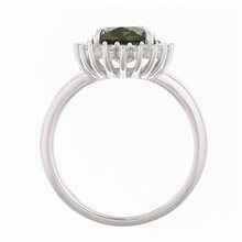 Anello in argento con moldavite e zirconi R05