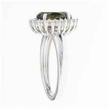 Anello in argento con moldavite e zirconi R05