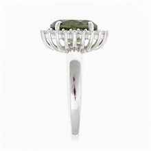Anello in argento con moldavite e zirconi R05