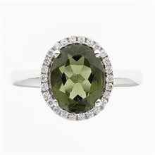 Silver ring with moldavite and zirconia R06