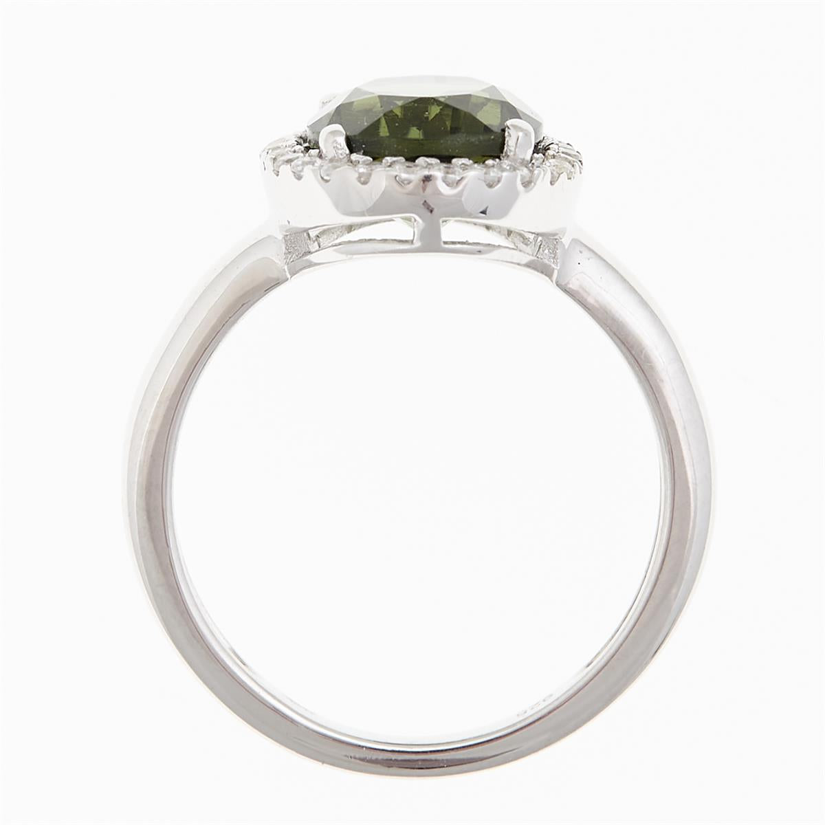 Silver ring with moldavite and zirconia R06