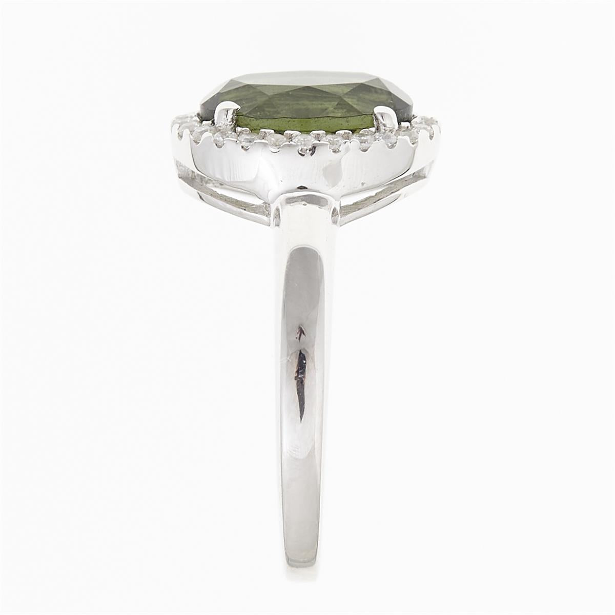 Silver ring with moldavite and zirconia R06