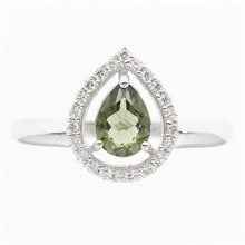 Anello Argento con moldavite e zirconi R08