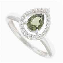 Anello Argento con moldavite e zirconi R08