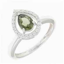 Anello Argento con moldavite e zirconi R08