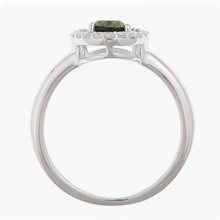 Anello Argento con moldavite e zirconi R08
