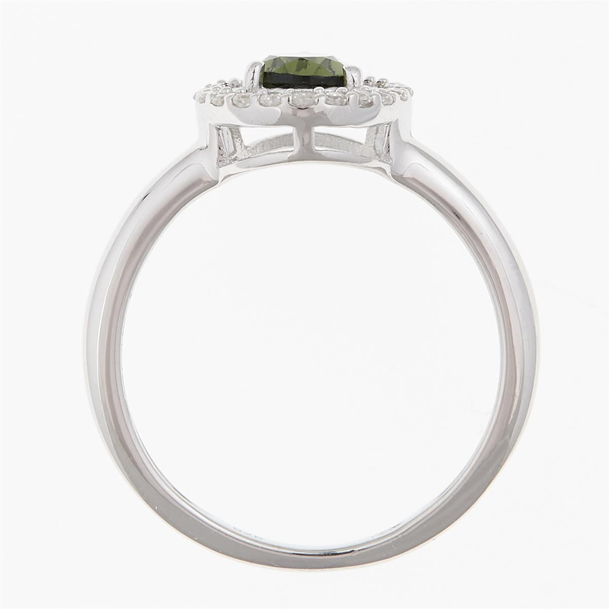 Silver ring mit moldavite and zircons R08