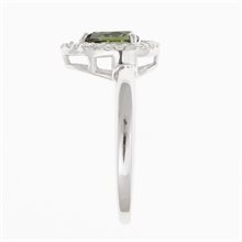 Silver ring mit moldavite and zircons R08