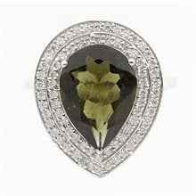 Silver ring mit moldavite and zircons 1