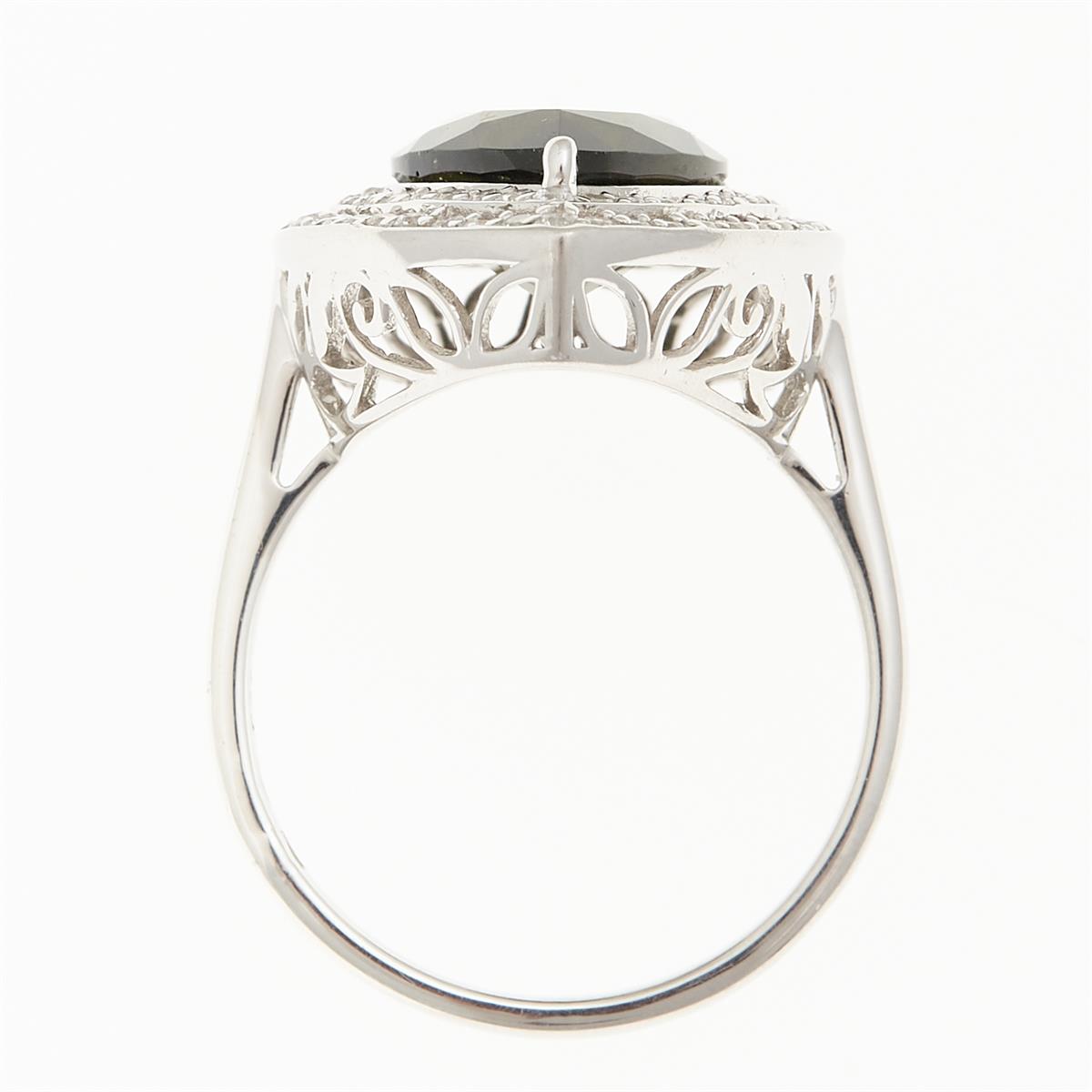 Silver ring mit moldavite and zircons 1