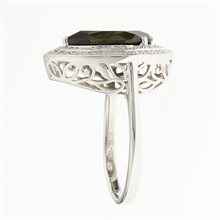 Silver ring mit moldavite and zircons 1