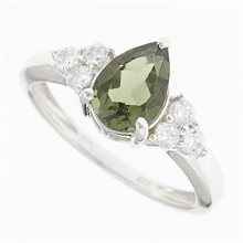 Silver ring mit moldavite and zircons R10