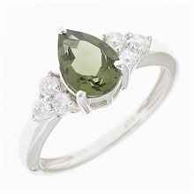 Silver ring mit moldavite and zircons R10